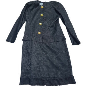 VTG Constance Saunders Richard Warren Black Brocade Dress Saks Fifth Avenue Sz M